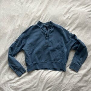 Reformation Cropped Henley Sweatshirt